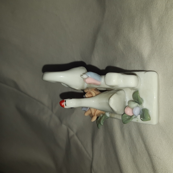 Swans on Bridge and Fence with Flowers Pastel Colors - Picture 7 of 13